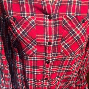 Ralph Lauren denim and supply red buffalo plaid button-down blouse, linen large